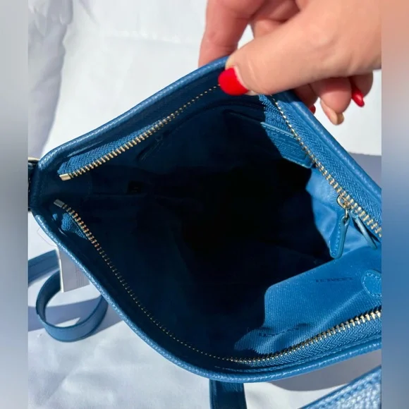 Coach Cobalt Blue Leather Studded Duffel Bucket Bag Gold Studs 2014 34506 - Picture 7 of 12